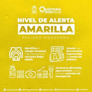 🟡⚠️ ¡IMPORTANTE! En el norte de #QuintanaRoo, los municipios de Benito Juárez, Isla Mujeres, Lázaro Cárdenas, Cozumel y Puerto Morelos, entramos en #AlertaAmarilla ante el acercamiento del huracán 🌀 #Milton.🟡 (#PeligroModerado 🔜 🚨 potencial ciclón acercándose). 