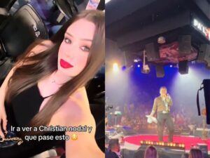 Christian Nodal coquetea con fan en concierto VIDEO