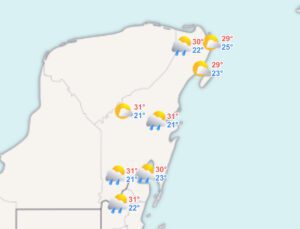 Clima hoy en Cancún y Quintana Roo: lluvias puntuales fuertes