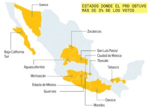 PRD se mantiene con vida en 13 estados de Mexico