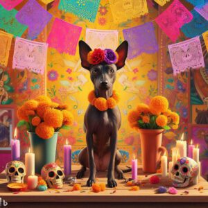 perro xoloitzcuintle parte de altares del dia de muertos xolos ramirez