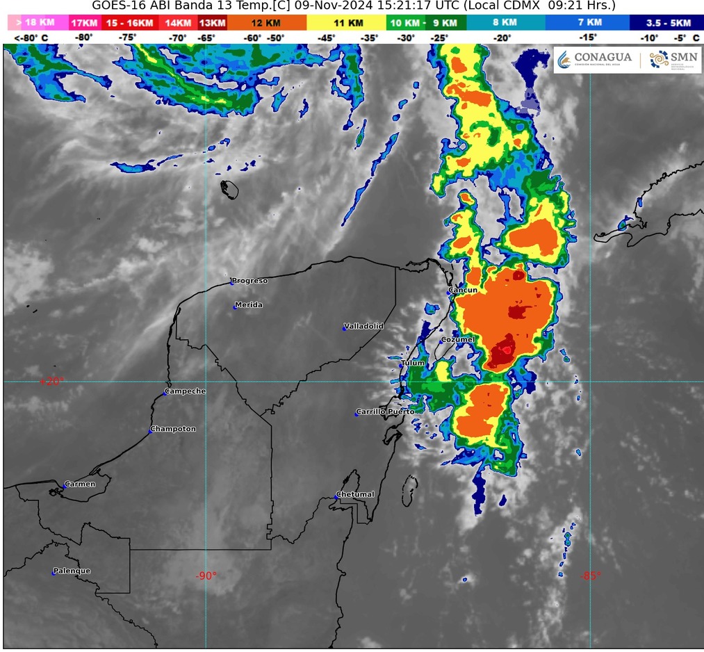 Clima hoy en Cancún y Quintana Roo: Cielo medio nublado a nublado durante el día