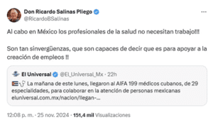 Ricardo Salinas Pliego critica la llegada de médicos cubanos a México