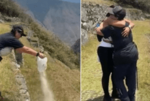 En Machu Picchu mujer arroja cenizas de difunto