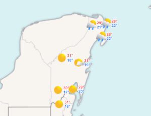 Clima hoy en Cancún y Quintana Roo: Nublado con vientos