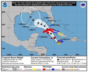 Tormenta Tropical Rafael se convertirá en huracán en el Caribe