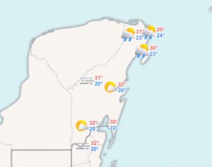 Clima hoy en Cancún y Quintana Roo: Caluroso con posibles chubascos