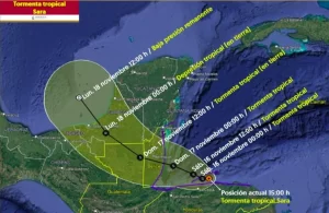 Alertan por la tormenta tropical Sara