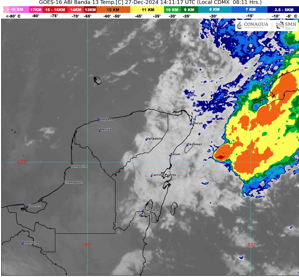 Clima para hoy en Cancún y Quintana Roo: Cielo nublado con intervalos de chubascos