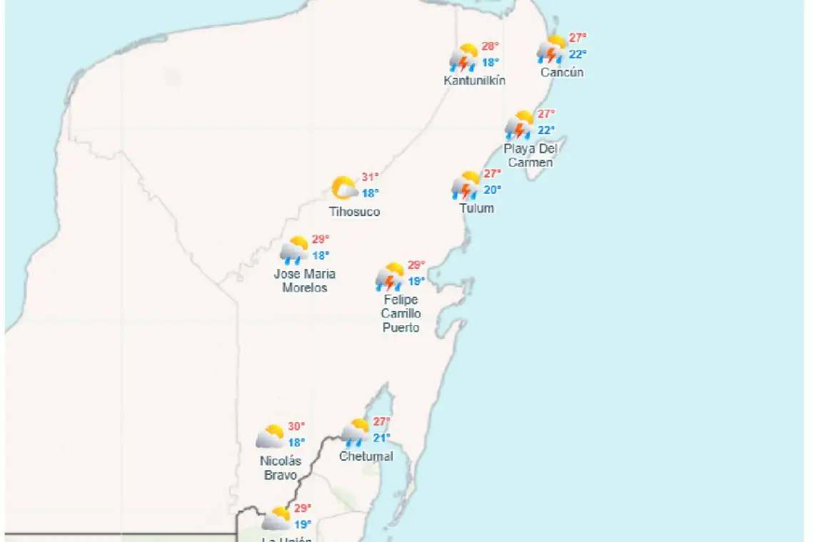 Clima para hoy en Cancun y Quintana Roo Medio nublado y posibles lluvias 1 1