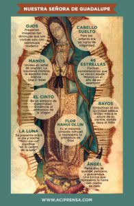 Cual es el significado de los elementos en la imagen de la Virgen de Guadalupe