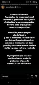 Raphael sufre accidente en un programa en vivo ¿Cuál es su estado de salud?