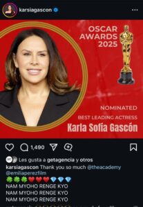 Karla Sofía Gascón, primera mujer trans nominada en los Oscar 2025