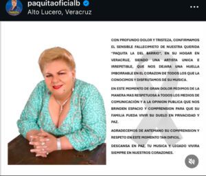 Luego de complicaciones de salud, Paquita la del Barrio falleció este lunes 17 de febrero a los 77 años años de edad.