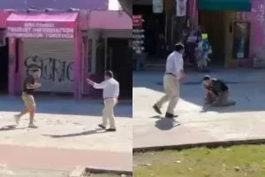 Turista y vendedor del Mercado Ki Huic de Cancun se enfrascan en pelea VIDEO 1