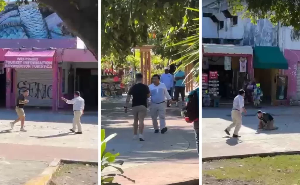 Turista y vendedor del Mercado Ki Huic de Cancún se enfrascan en pelea (VIDEO)