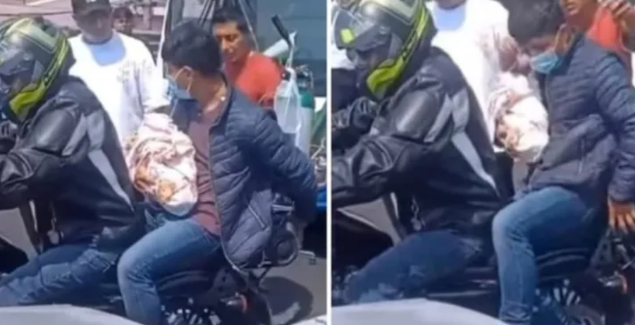 Bebé con oxígeno que quedó atrapada en bloqueo carretero, fue rescatada por motociclista