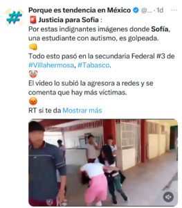 Jovencita con autismo es agredida por su compañera en secundaria de Tabasco 