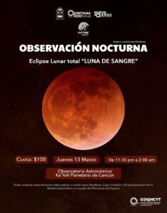 COQHCYT organiza velada astronómica para el Eclipse Lunar 2025 en Quintana Roo