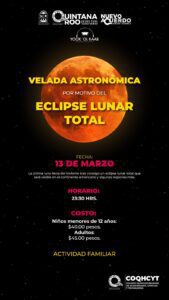 COQHCYT organiza velada astronómica para el Eclipse Lunar 2025 en Quintana Roo