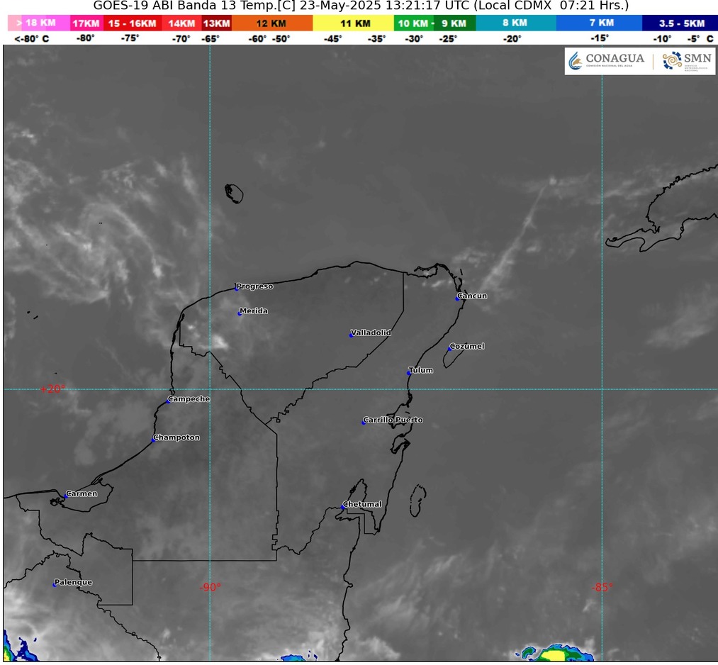 Clima hoy en Cancún y Quintana Roo: Cielo medio nublado a nublado durante el día