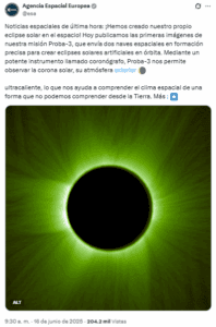 Científicos crean el primer eclipse solar artificial 