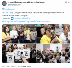 Avalan hasta 5 años de prisión por maltrato animal en Chiapas 