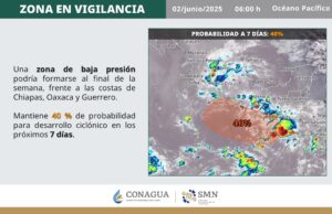 Vigilan zona de baja presión con potencial ciclónico en el Pacífico