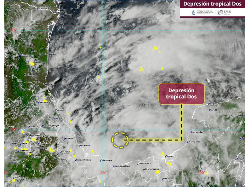 Depresión Tropical Dos de forma en el Golfo de México