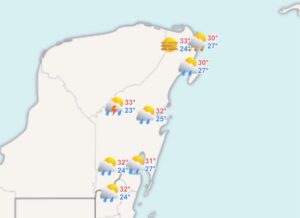 Clima hoy en Cancún y Quintana Roo: Nublado con lluvias débiles 