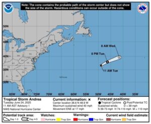 Se forma Andrea, la primera tormenta la temporada de huracanes en el Atlántico