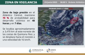 Zona de baja presión en el Atlántico incrementa a 70% su probabilidad para desarrollo ciclónico