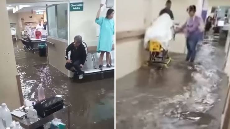 Clínica 53 del IMSS se inunda con aguas negras por fuertes lluvias en Los Reyes Acaquilpan