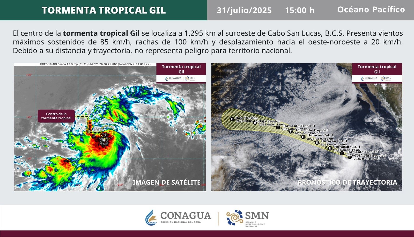 Tormenta tropical Gil evolucionará en huracán en las próximas horas