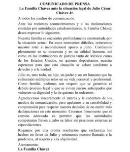 Familia Chávez muestra su apoyo a Julio César Chávez Jr. tras su detención