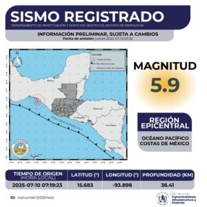 Se registra sismo 5.2 en Chiapas