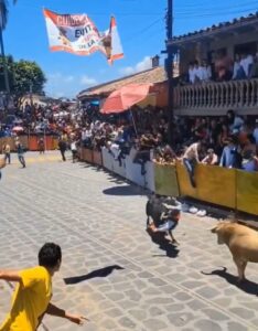 Toro desprende el rostro de un hombre en una feria de Veracruz