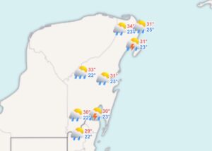 Clima hoy en Cancún y Quintana Roo: Nublado con lluvias puntuales 