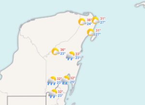 Clima hoy en Cancún y Quintana Roo: Nublado con lluvias puntuales