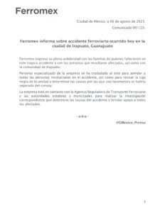 Tren fuera de control deja 6 muertos y varios heridos en Irapuato