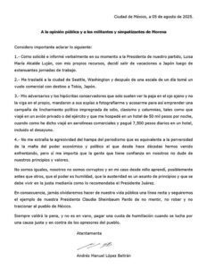 “Con mis propios recursos”: Andy López Beltrán se defiende luego de vacaciones por Japón