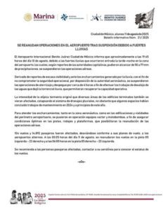 Aeropuerto de la CDMX colapsó por fuertes lluvias: afectando 104 vuelos