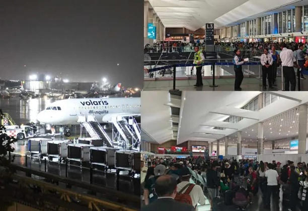 Aeropuerto de la CDMX colapsó por fuertes lluvias: afectando 104 vuelos
