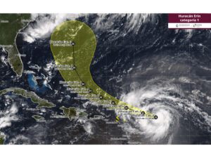 Erin se fortalece a huracán de categoría 1; es el primero de la temporada en el Atlántico