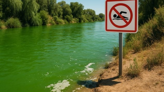 Alertan por aparición de cianobacterias en el río Guadiana: suspenden actividades por riesgo sanitario