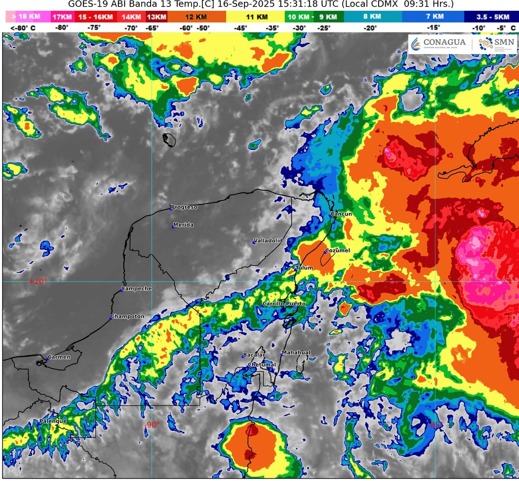Clima hoy en Cancún y Quintana Roo: Cielo medio nublado a nublado en el transcurso del día