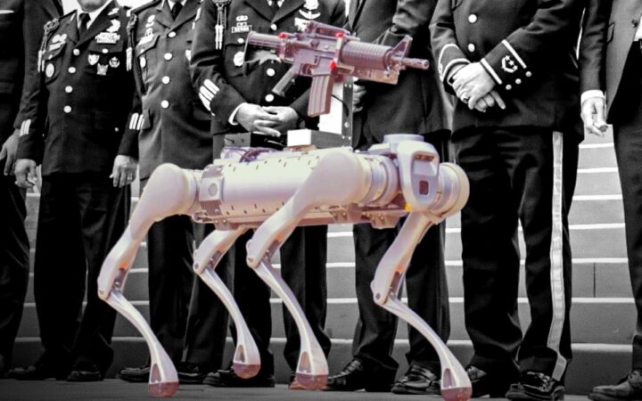 Presentan perro robot armado contra el crimen en Zacatecas FOTO CORTESÍA