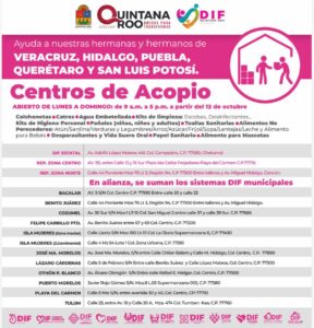 Centros de Acopio en Quintana Roo damnificados fuertes lluvias