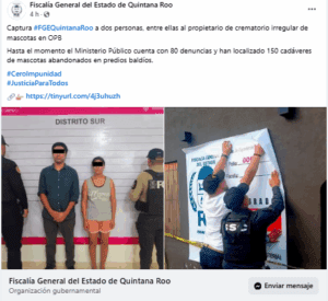 Detienen a dueños de falso crematorio de mascotas en Quintana Roo