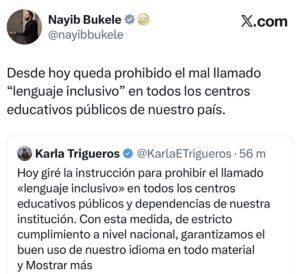 Nayib Bukele prohíbe el lenguaje inclusivo en El Salvador 